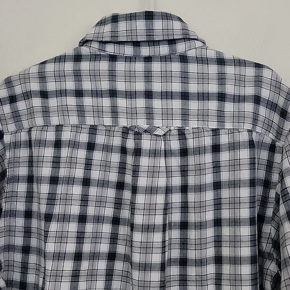 The Children's Place Gray, White & Black Plaid Cotton Shirt Youth 7/8 M